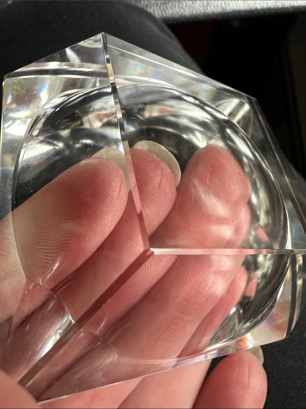 Cut Crystal Square Glass Ashtray / trinket dish small - Clear Finish